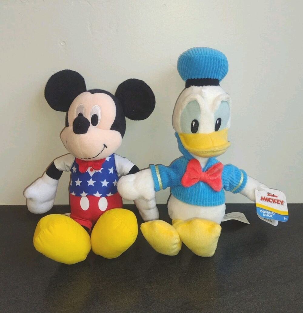 Mickey Mouse Donald Duck 10" Plush Stuffed Animal Set Disney Junior Set Of Two